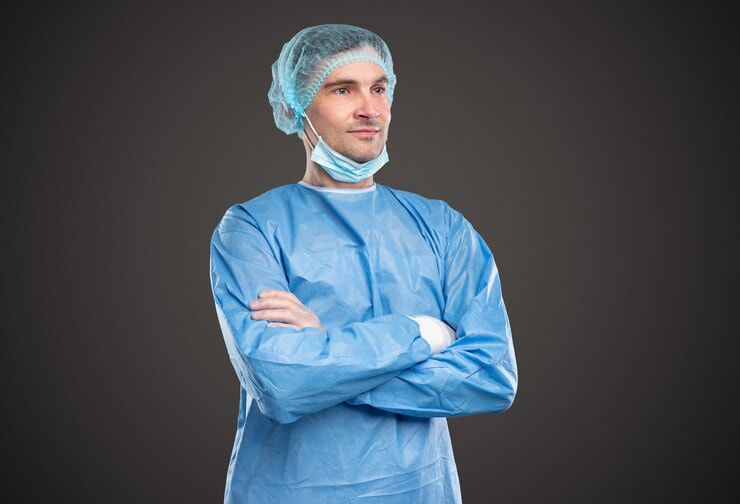 گان جراحی استریل با پارچه مقاوم و ضد حساسیت